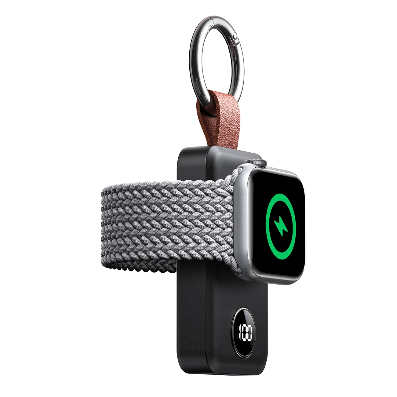 (5V/1A) 2000mAh Powerbank Ladegerät mit Schlüsselanhänger für Apple Watch (WQW01) - Schwarz