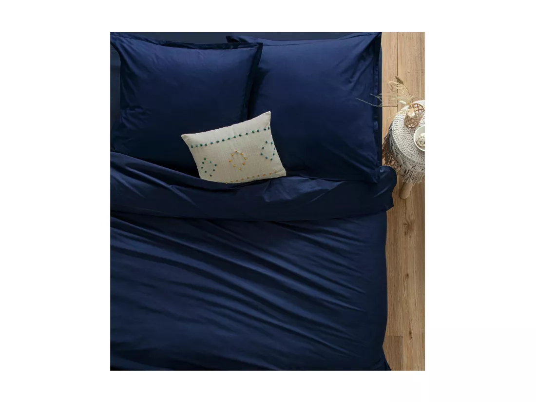 Housse de couette 2 Personnes en Coton Gris Bleu encre 240 x 220 cm