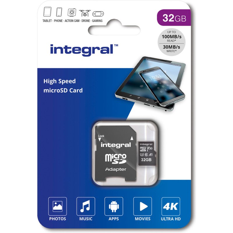 Integral INMSDH32G-100V30 mémoire flash 32 Go MicroSD UHS-I