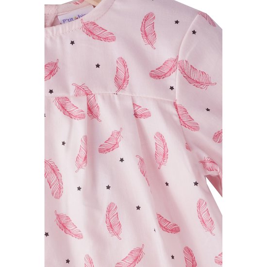 Love Me Too Combirobe longue   Imprimé Plume        1 mois   de               P'tit bisou