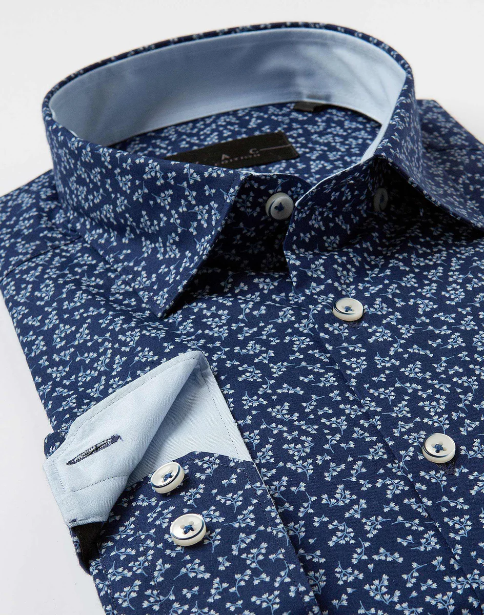 Chemise Imprimé Floral Marine