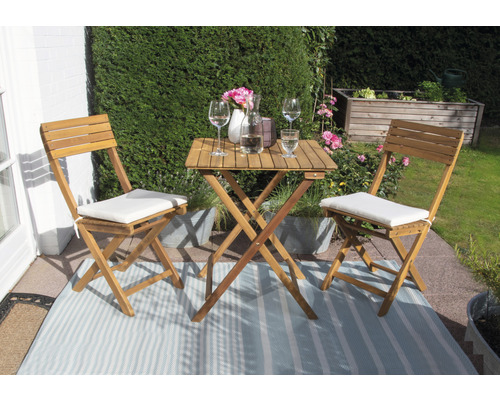 Garden Place Lisa 2-zits balkonset bestaande uit: 2 stoelen, tafel, hout, bruin