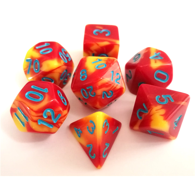 Set de dés de Jeu de Rôle : Rouge  et  Jaune