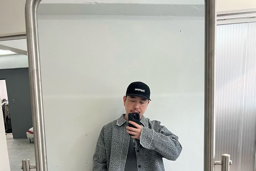 SeoulPop - Unisex luipaardprint cropped jack met knopen