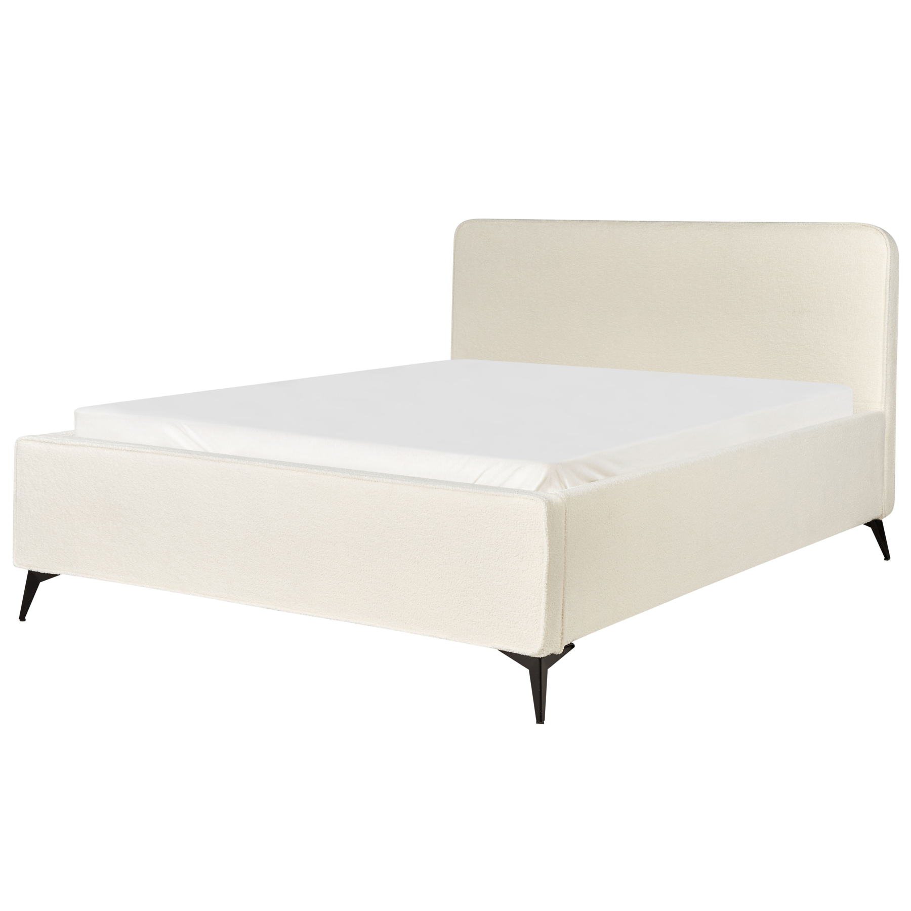 Beliani-VALOGNES-Tweepersoonsbed-Off-white-160 x 200 cm-Bouclé