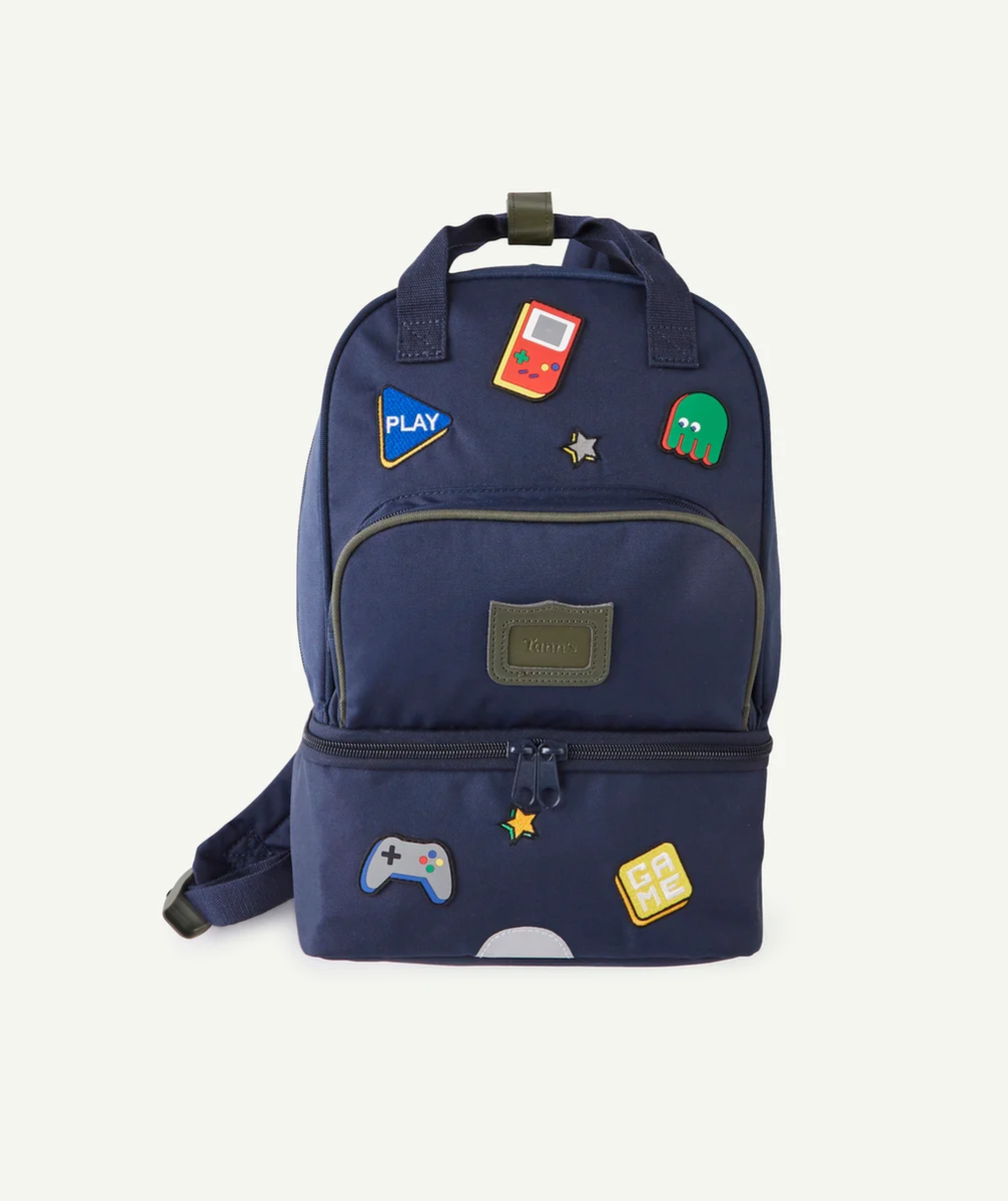 TANN'SLE SAC À DOS BLEU AVEC COMPARTIMENT ISOTHERME ET PATCHS