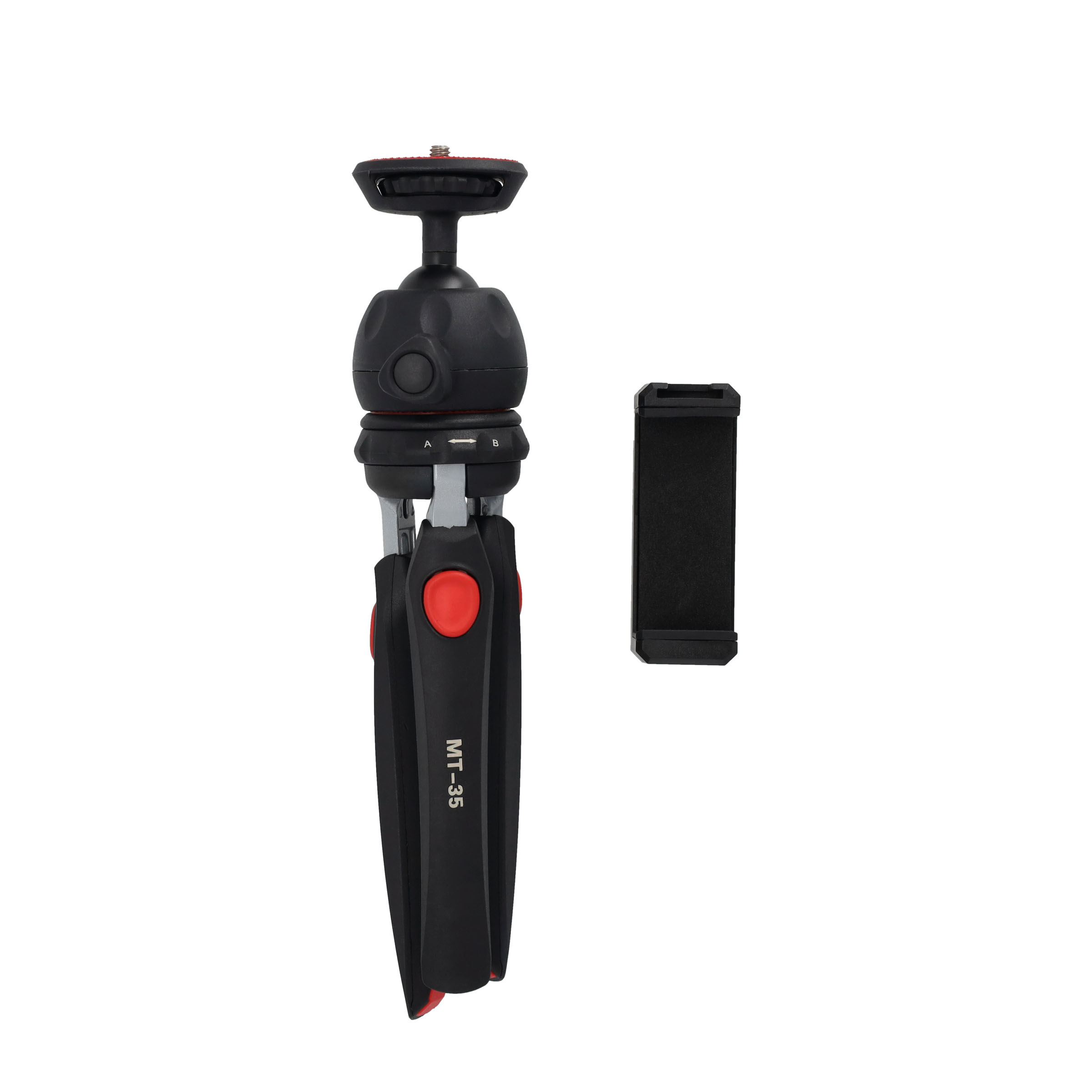 (127mm) Tripod Dreibein Stativ Halterung mit 360° Grad Panorama Ball Adapter und Handy Halterung für DSLR Kameras / Smartphones - Schwarz