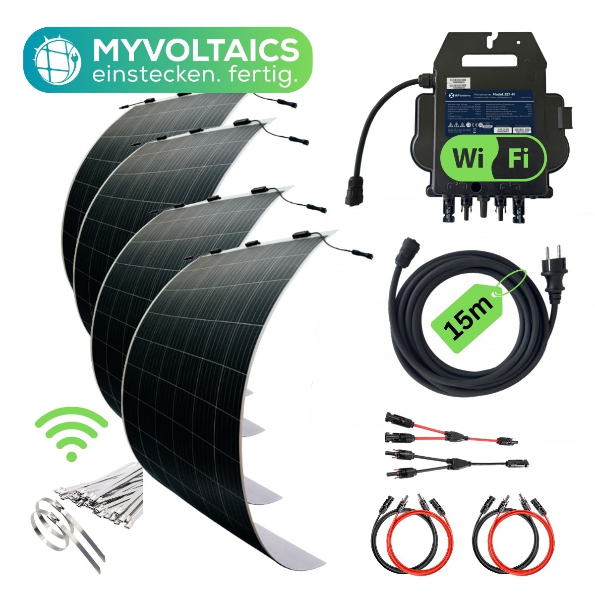 MyUltraleicht Balkonkraftwerk 1240 Watt mit 4 Modulen nur je 5kg