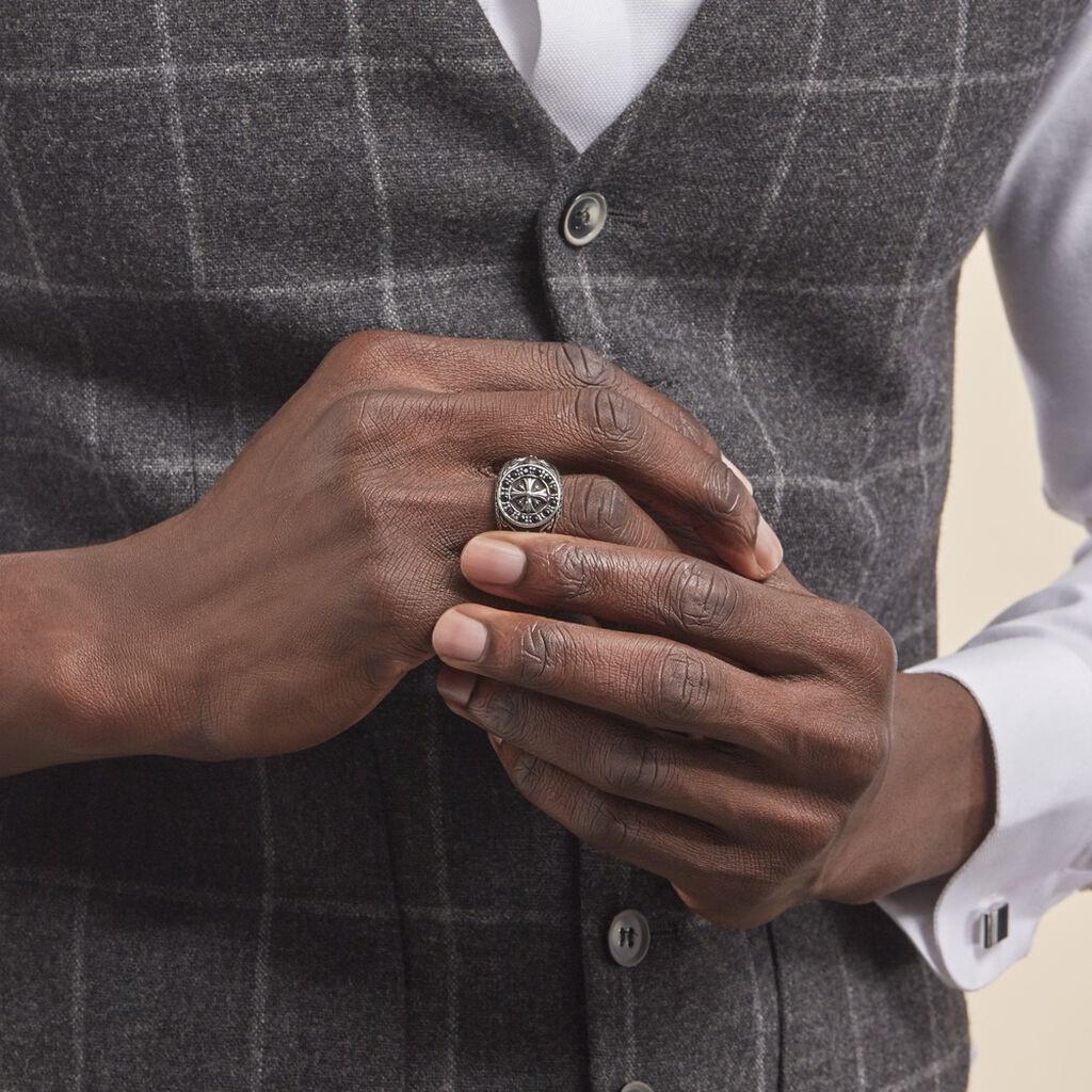 Bague Achille Acier Blanc Oxyde Noir