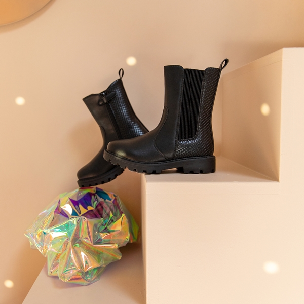 Blue Box meisjes chelsea boots zwart croco print