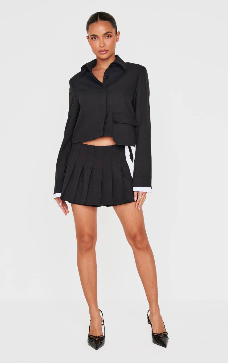 Noir Jupe-short Mini Plissée Ajustée