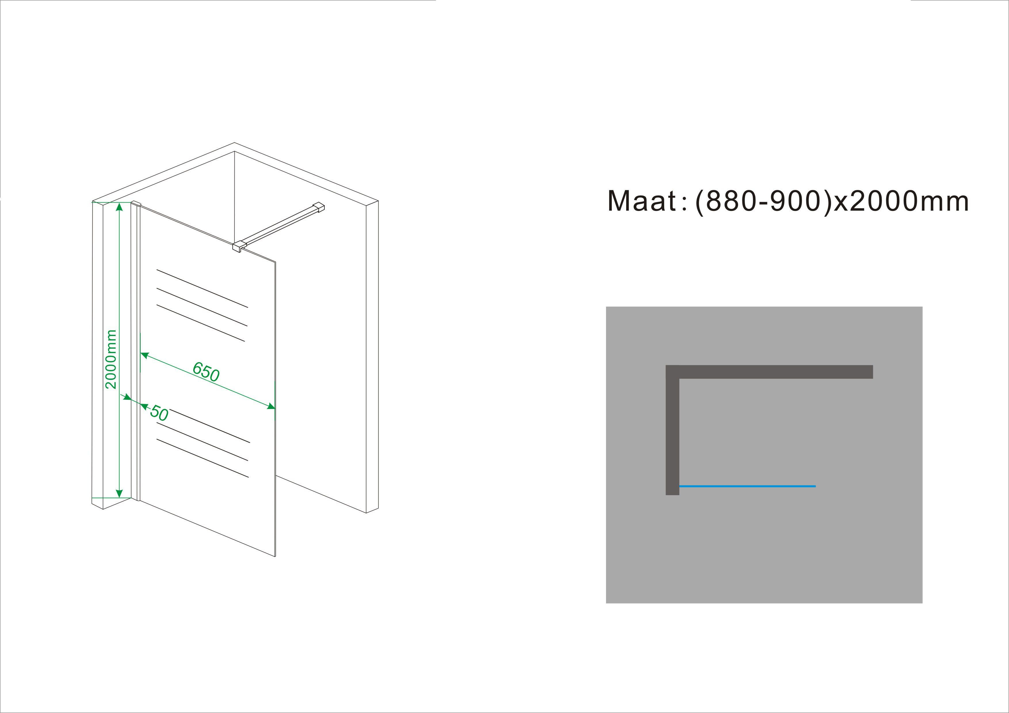 Mueller Smoke inloopdouche rookglas 90x200cm nanoglas