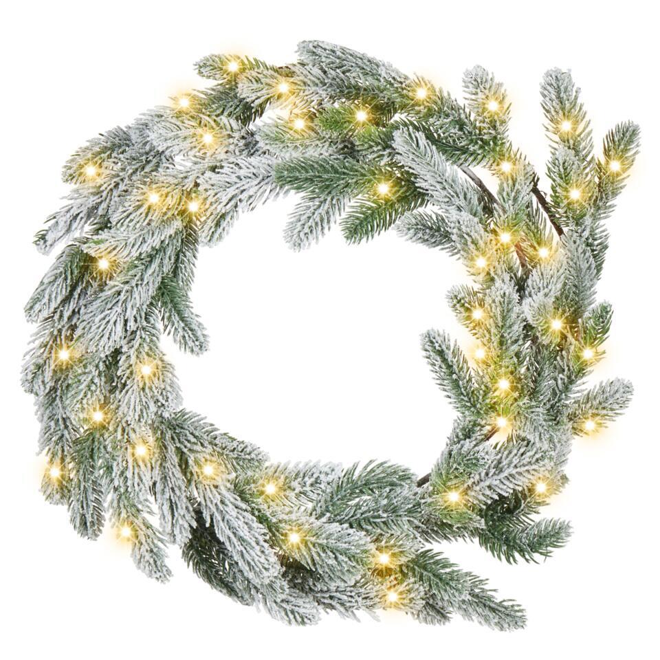 ALBINI - Krans met LED - Groen - 45 cm - Synthetisch