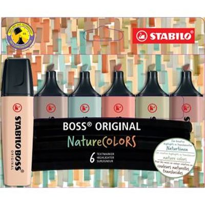 STABILO BOSS ORIGINAL NATURE COLORS - Pack de 6 surligneurs - couleurs assorties