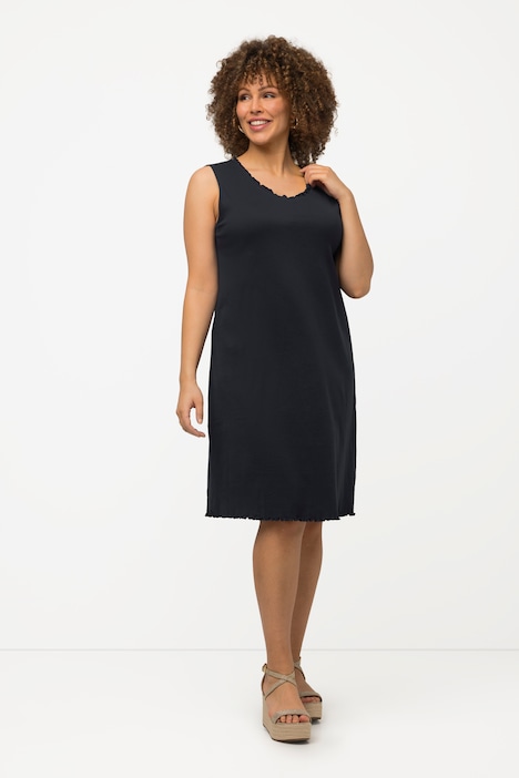 Kleid, Wellenkanten, A-Linie, Feinripp, Biobaumwolle