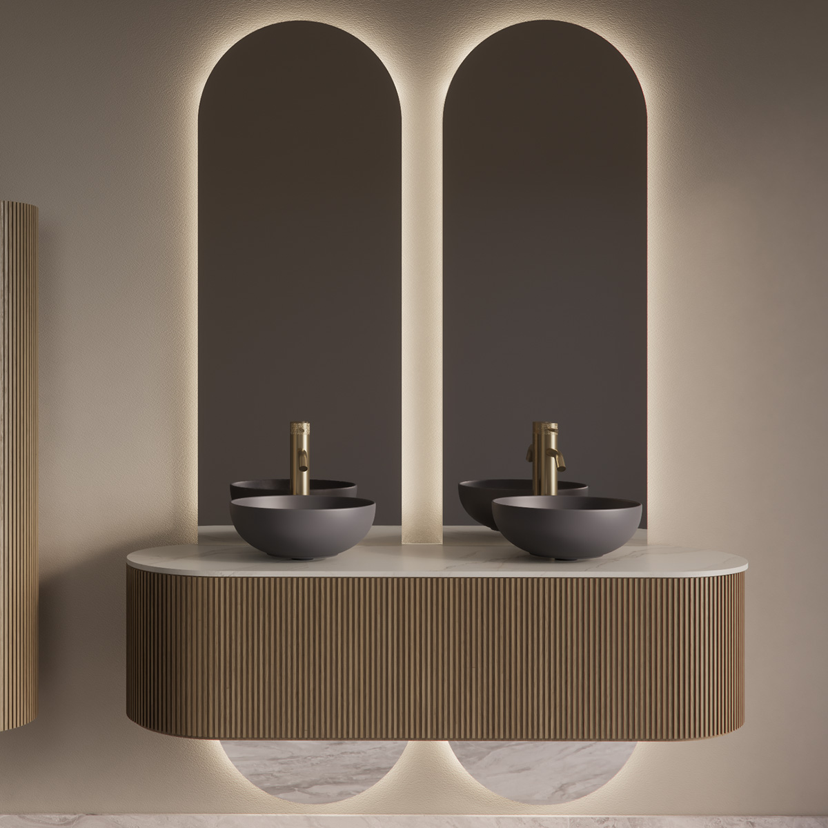 Gliss Design Selene spiegel tweedelig ovaal 50x165cm met handsensor