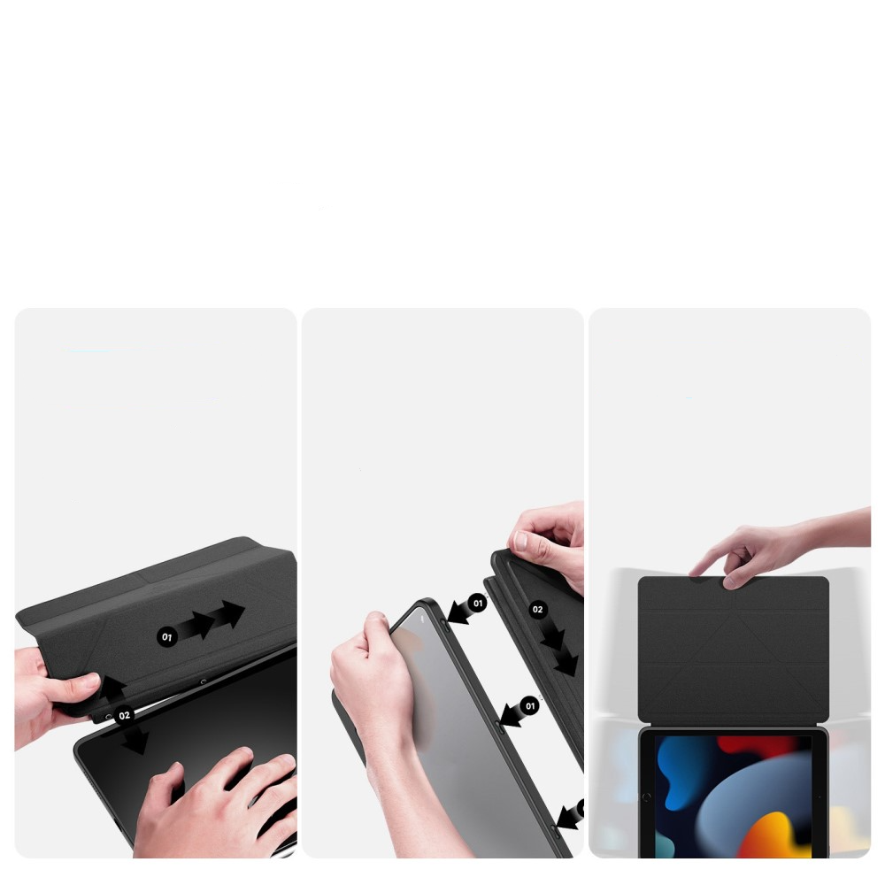 iPad 10.9 (2022) 2in1 Abnehmbare Hybrid TPU Bumper Leder Tasche Smart Cover Schutzhülle - Grau
