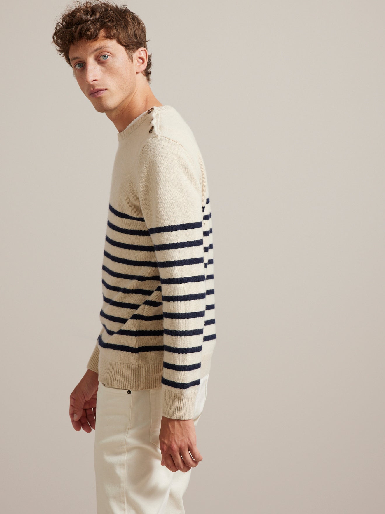 Pull marinière homme laine mélangée