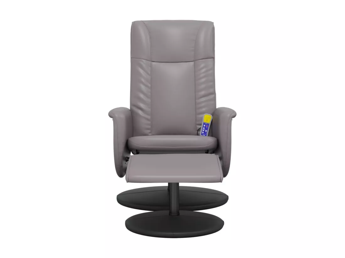 Fauteuil inclinable massant avec repose-pied gris similicuir