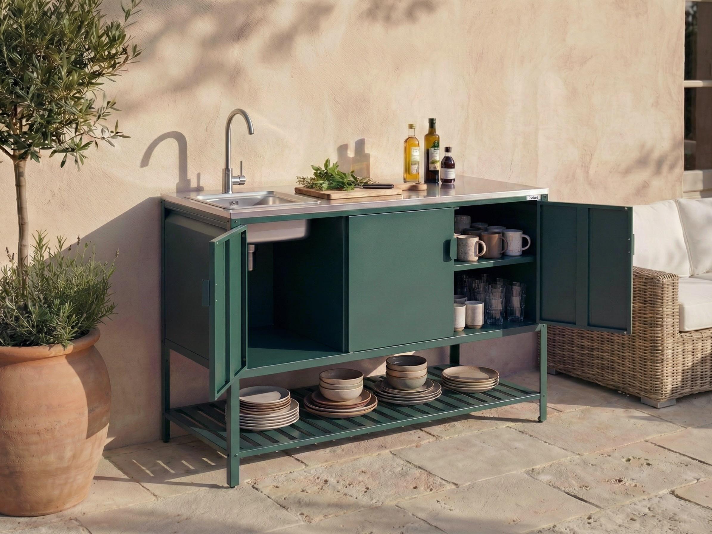Tuin keukenset 2-delig met spoelbak MAENZA Metaal Groen