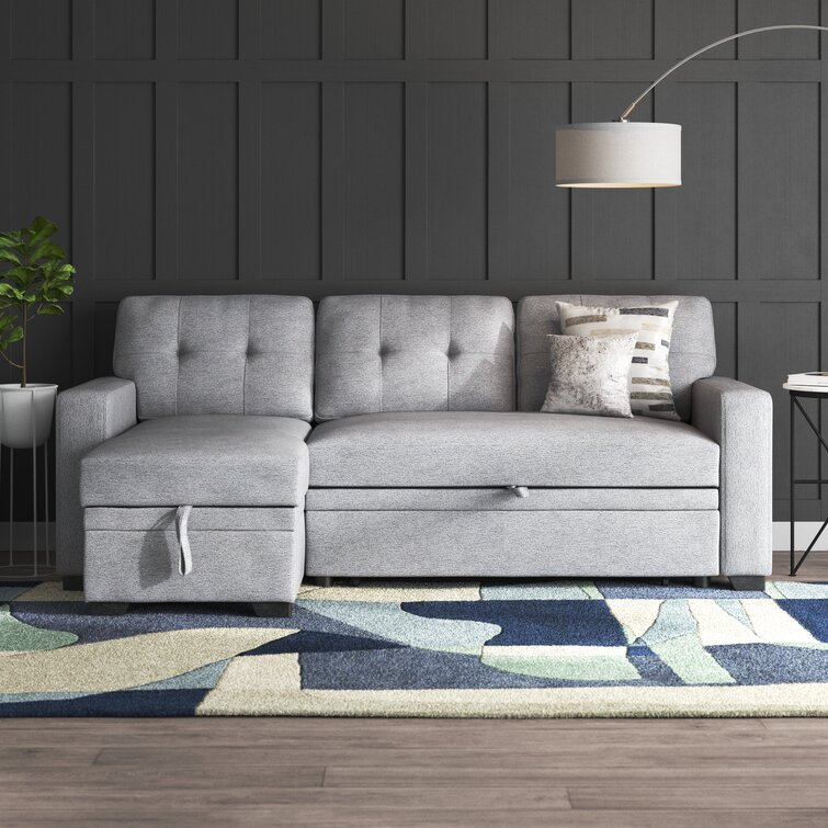 Anyan 83&prime;&prime; Wide Linen Reversible Sleeper Sofa & Chaise