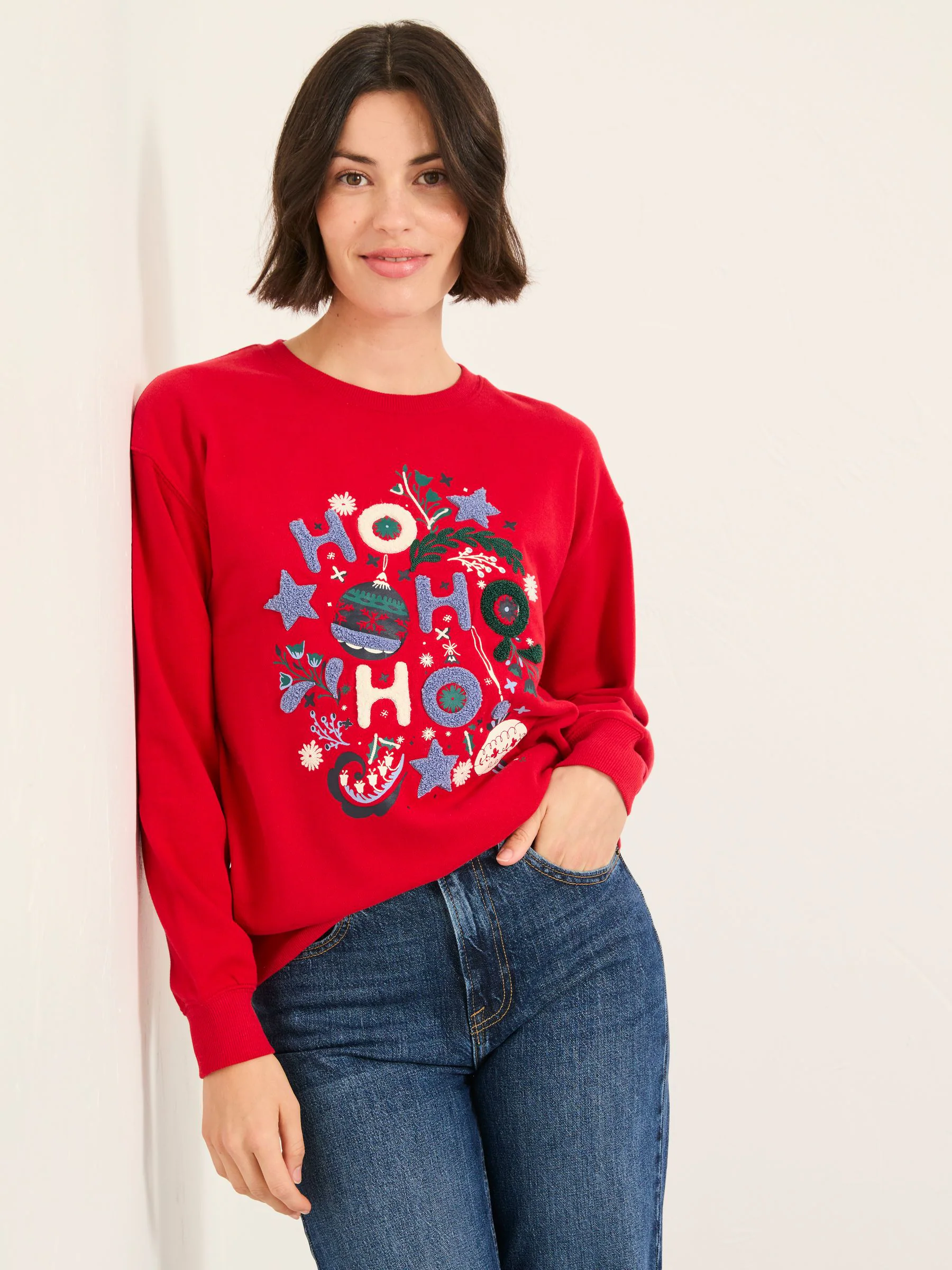 FatFace Festive Graphic Crew Sweatshirt