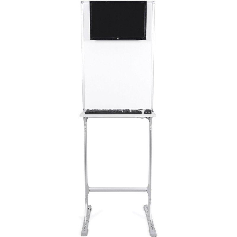 Station de travail avec tableau blanc acier laqué magnétique cadre aluminium 90 x 60 cm Industriel Bi-Office