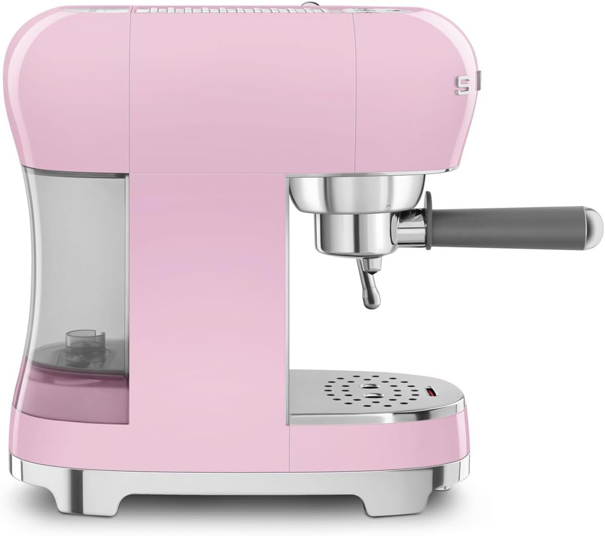 Smeg, Machine à Café Expresso Manuelle ECF02CREU, Système Thermoblock et Buse Vapeur, 4 Fonctions Expresso, Plateau Amovible, Porte Filtre, Réservoir d'Eau 1 L, Dimensions Compactes, 1350W, Crème