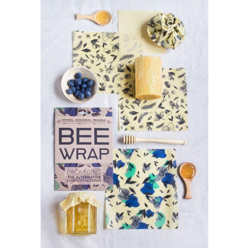 Bee wrap - Emballage alimentaire réutilisable x 3 feuilles - Nature no