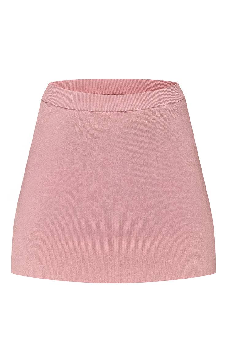 Rose Jupe En Maille Compacte