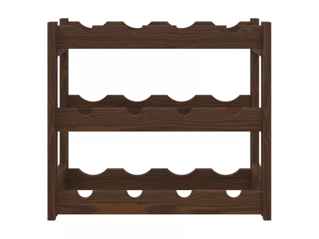 Casier à bouteilles pour 12 bouteilles marron bois pin solide