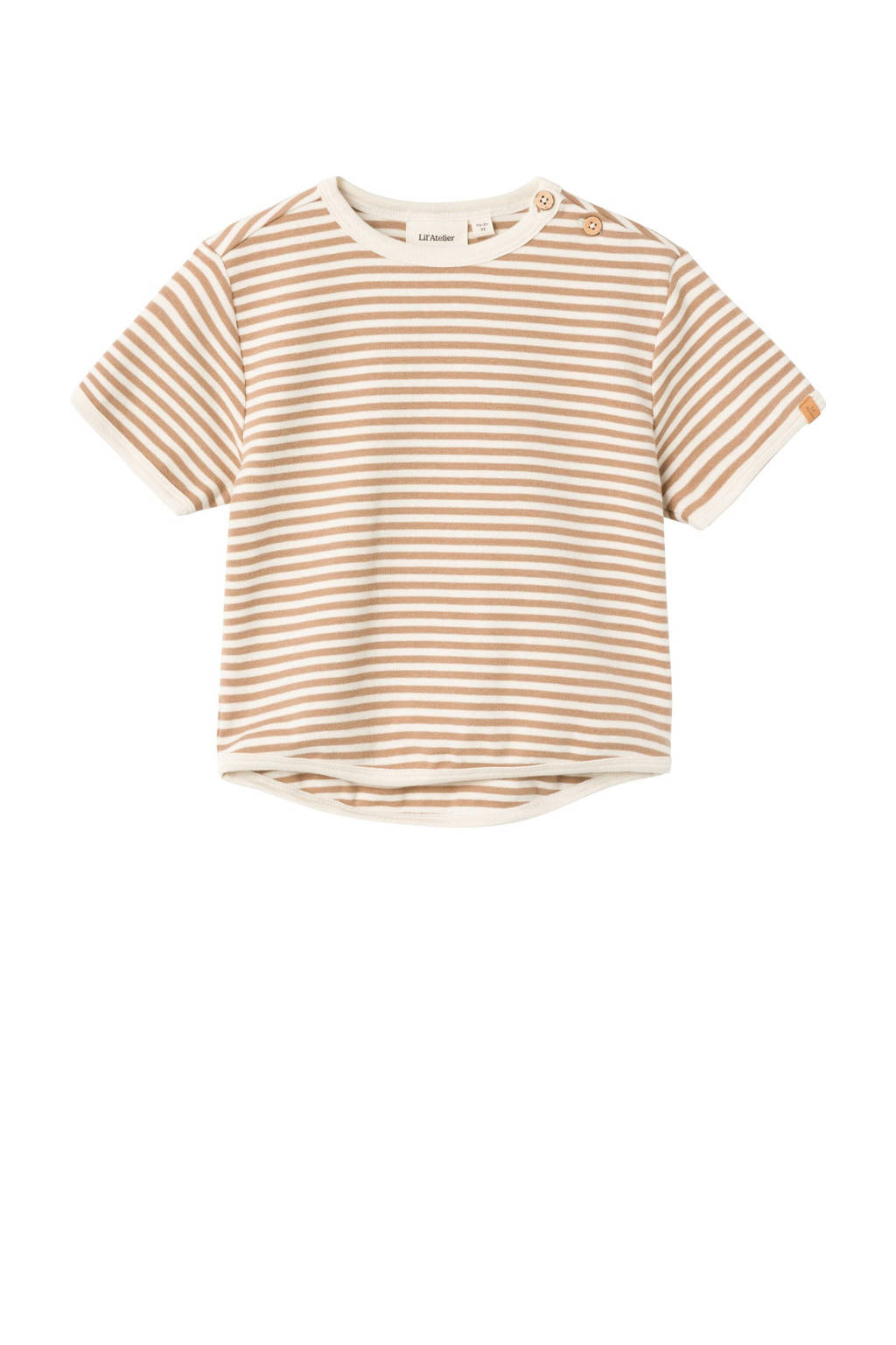 LIL' ATELIER gestreept T-shirt NMMGEO bruin/offwhite
