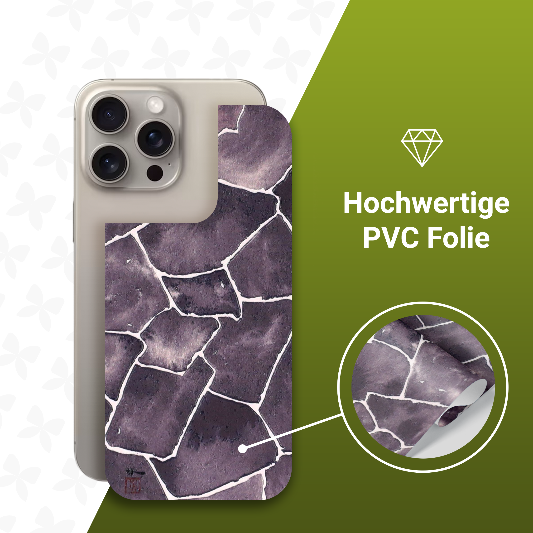 (2er Set) iPhone 13 Pro Backcover Schutzfolie Swiss Made - Pave Stones