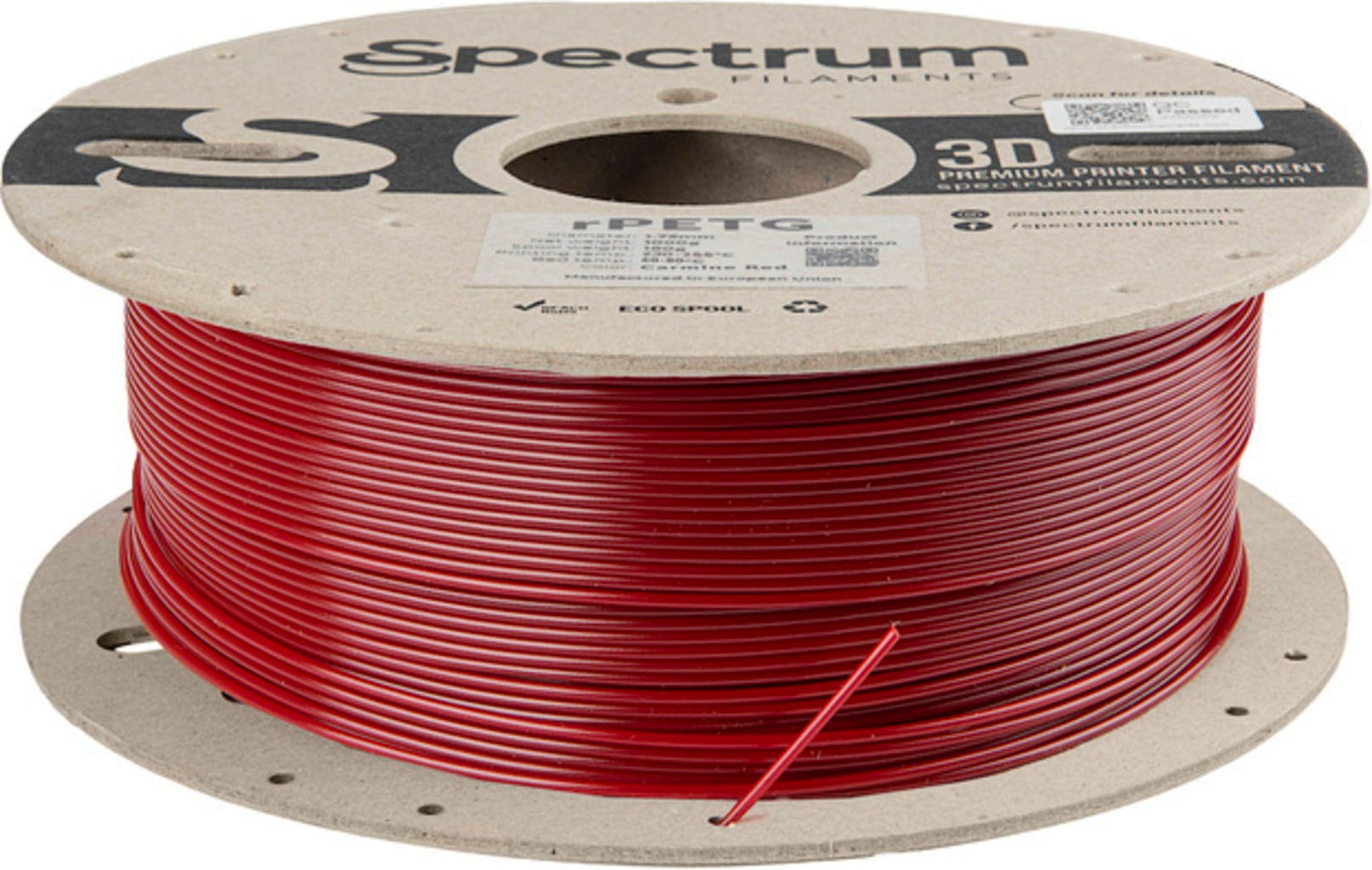 Spectrum  RPETG Carmine Red, 1,75 mm / 1000 g    Recyceltes PETG Material in Carmine Red