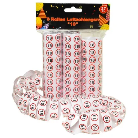 Udo Schmidt Luftschlangen Motiv Happy Birthday, Zahl 18, 3er Packung