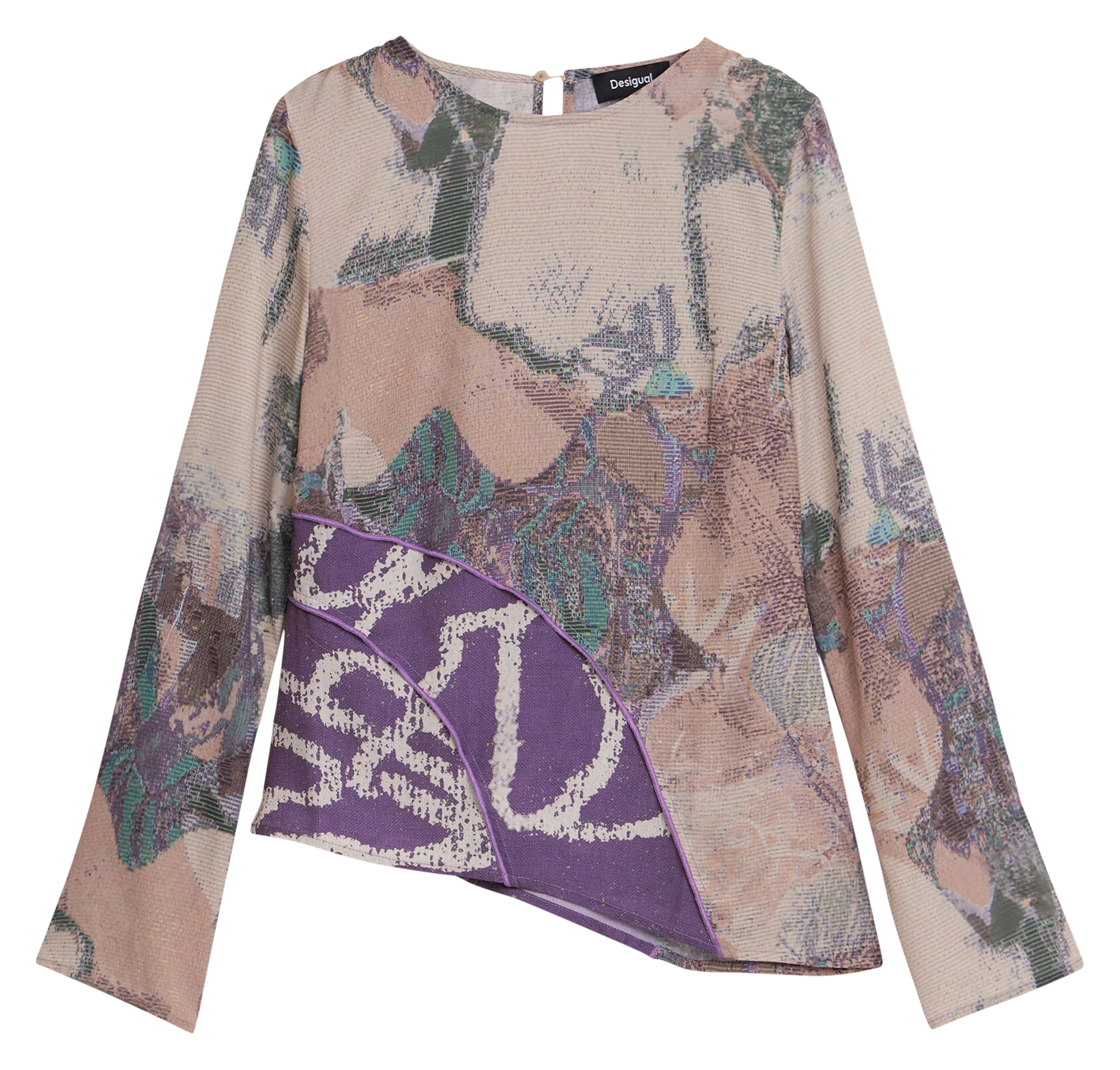 Top col rond imprimé | Marron