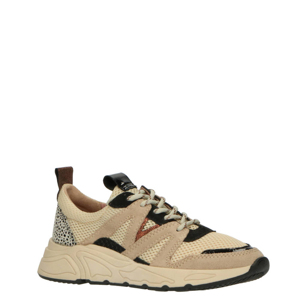 PS Poelman chunky leren sneakers beige/zwart