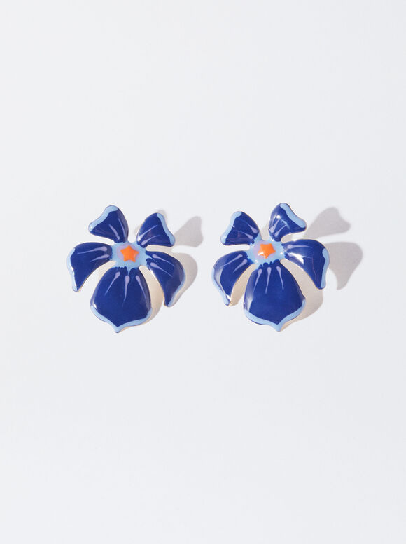 Brincos de Flor - Azul Marinho