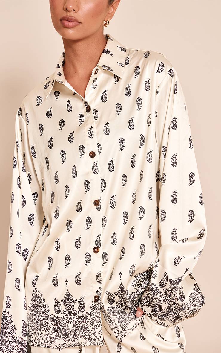 Crème Chemise Oversize À Imprimé Cachemire