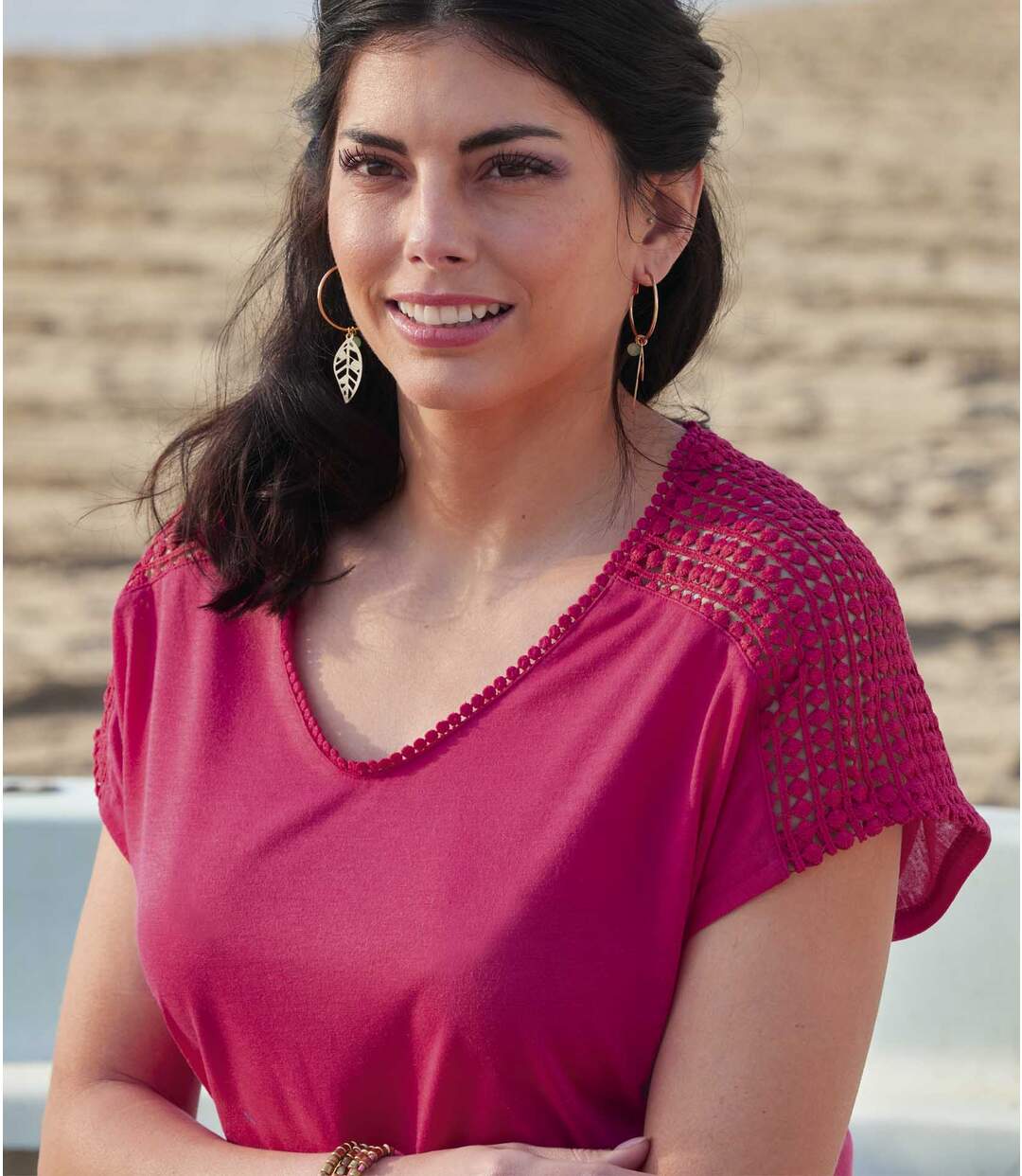 Tee-Shirt Fluide Détails Macramé