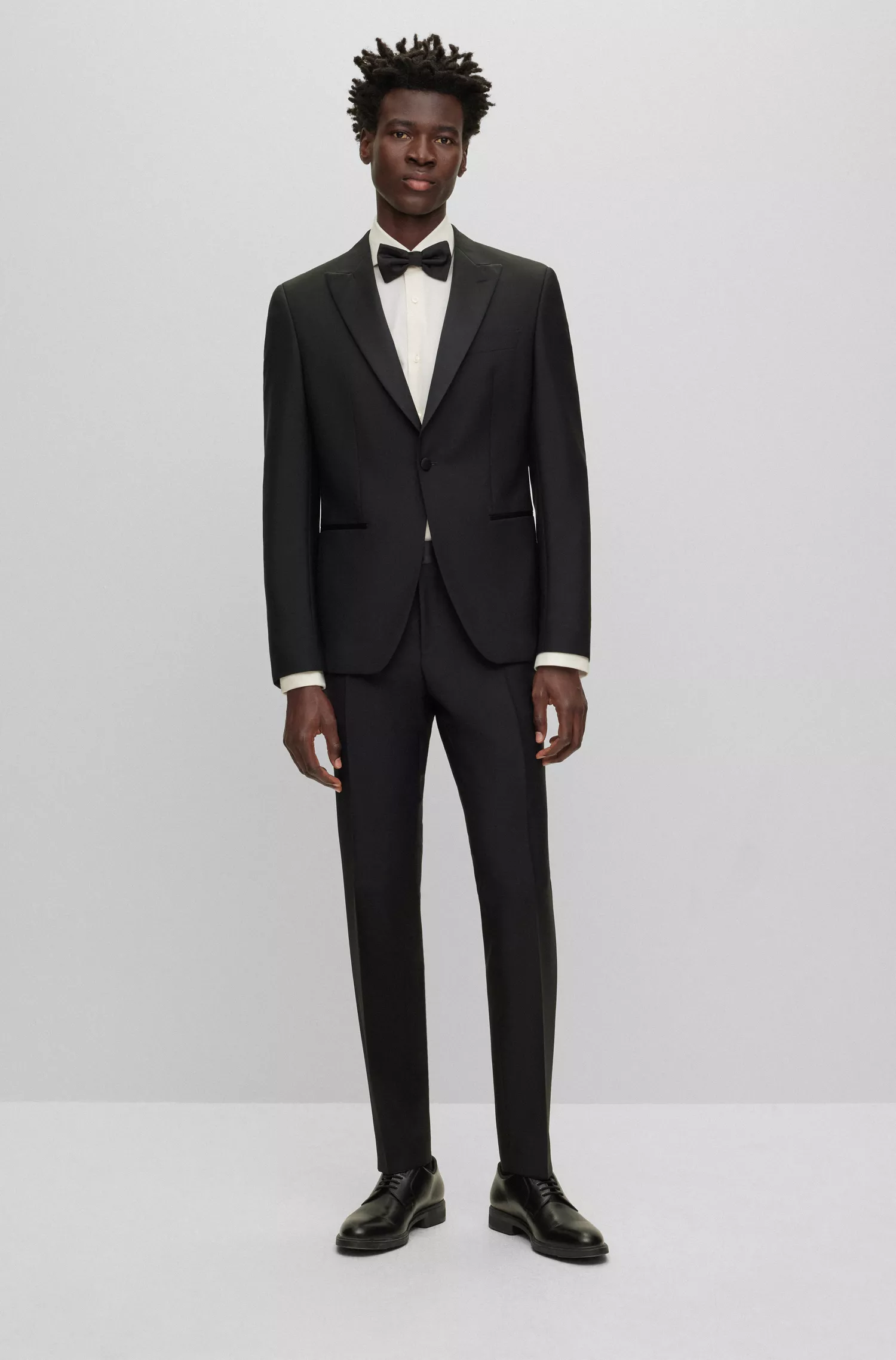 Calça BOSS Camel-Slim-fit em lã virgem e mohair