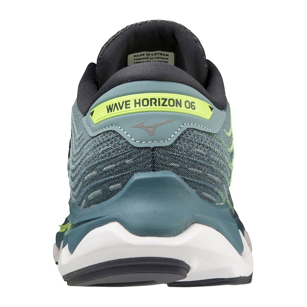 Mizuno WAVE HORIZON 6 - Chaussures running Homme smokeblue/ebony/neolime