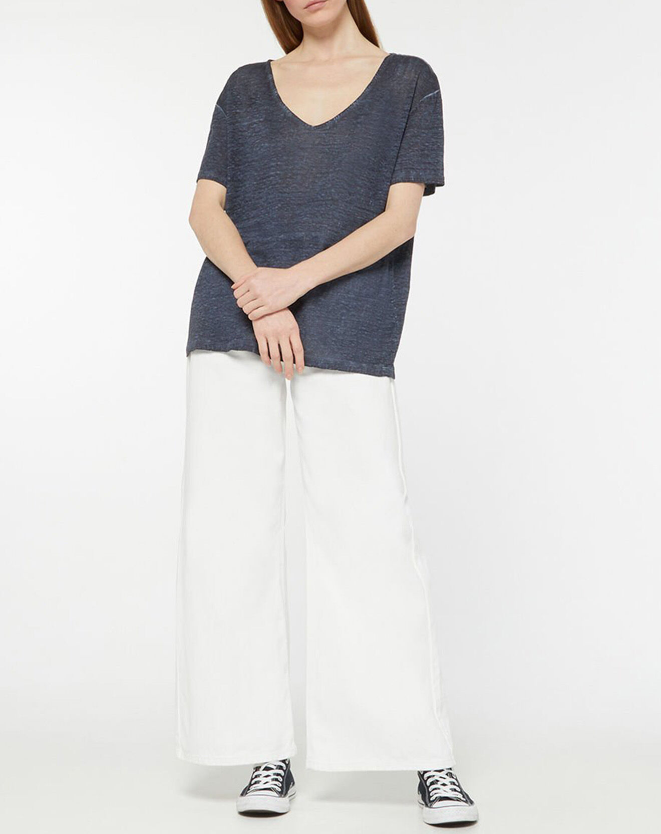 Galeries Lafayette T-Shirt 100% Lin Nada bleu marine