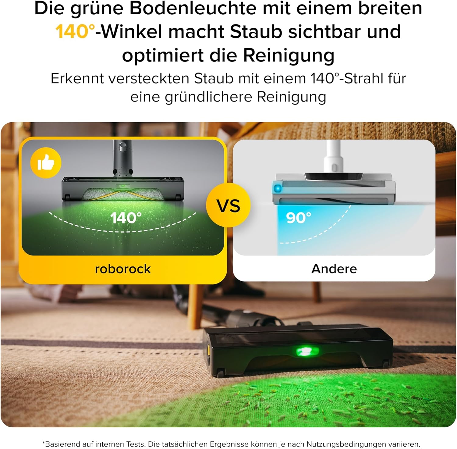 roborock H60 Ultra kabelloser Staubsauger, 210AW Saugleistung, 90 Min Laufzeit, 90° Flexibler Saugrohr, LED-Stauberkennung, Anti-Verhedderungsbürste für Teppiche, Hartböden & Tierhaare