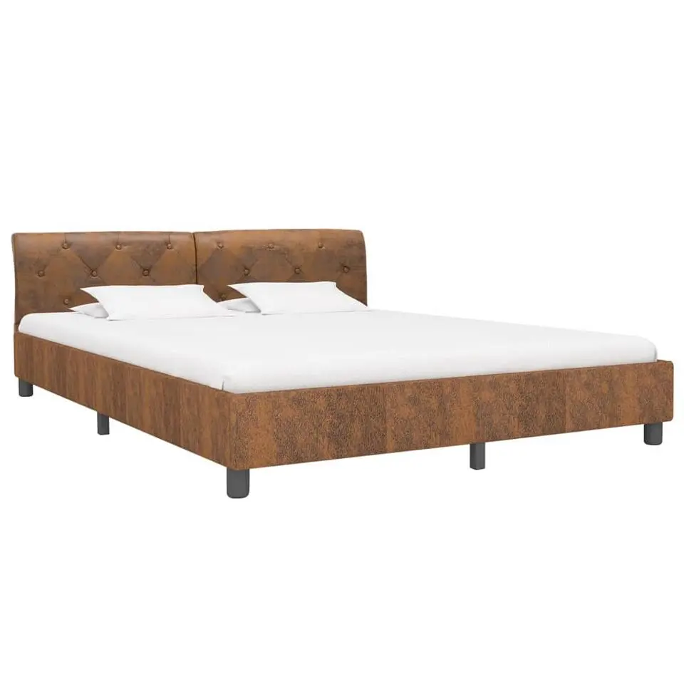 vidaXL - Tweepersoonbed - Bruin - Kunstsuède - 160x200 cm