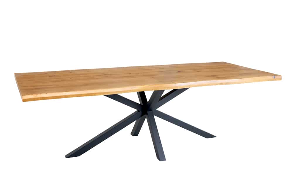 Design Esstisch GALAXIE 200cm natur Eiche Massivholz Sterngestell Baumkante
