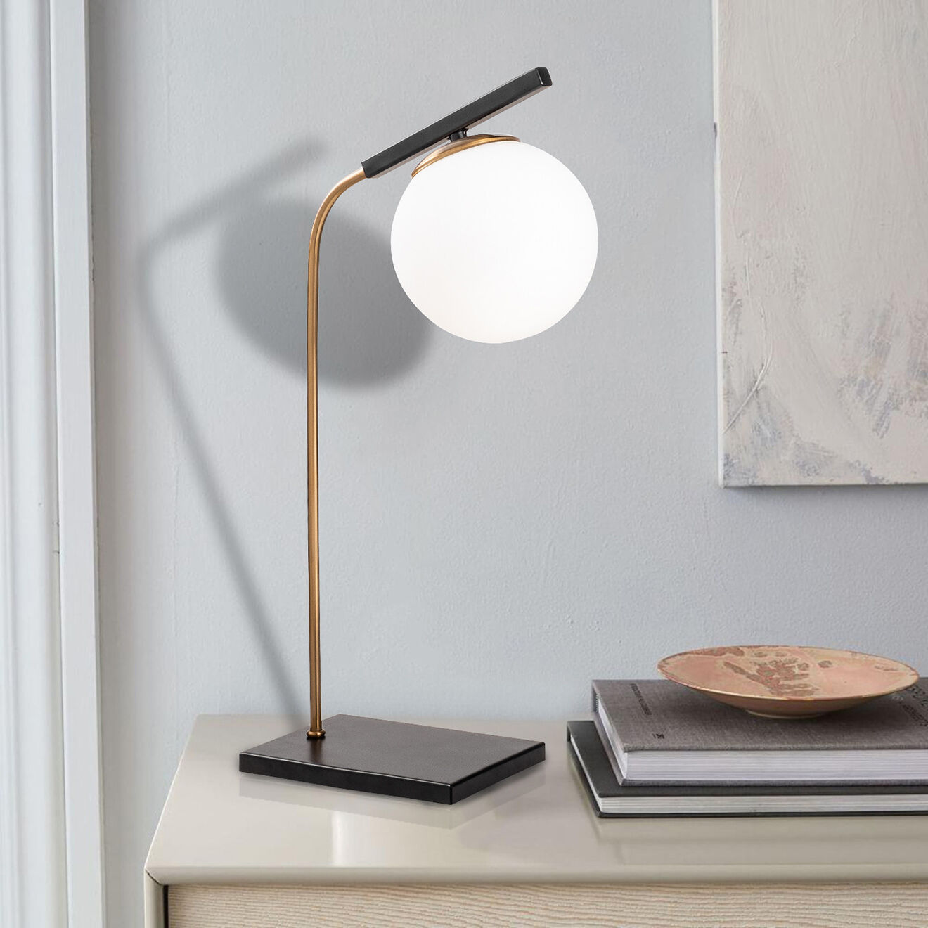 Opviq Lampe à Poser Yildiz noir/doré - 15x26x55 cm
