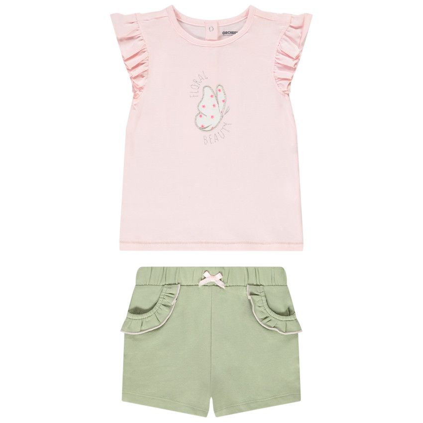 Ensemble 2 pièces t-shirt et short pour bébé fille - Rose