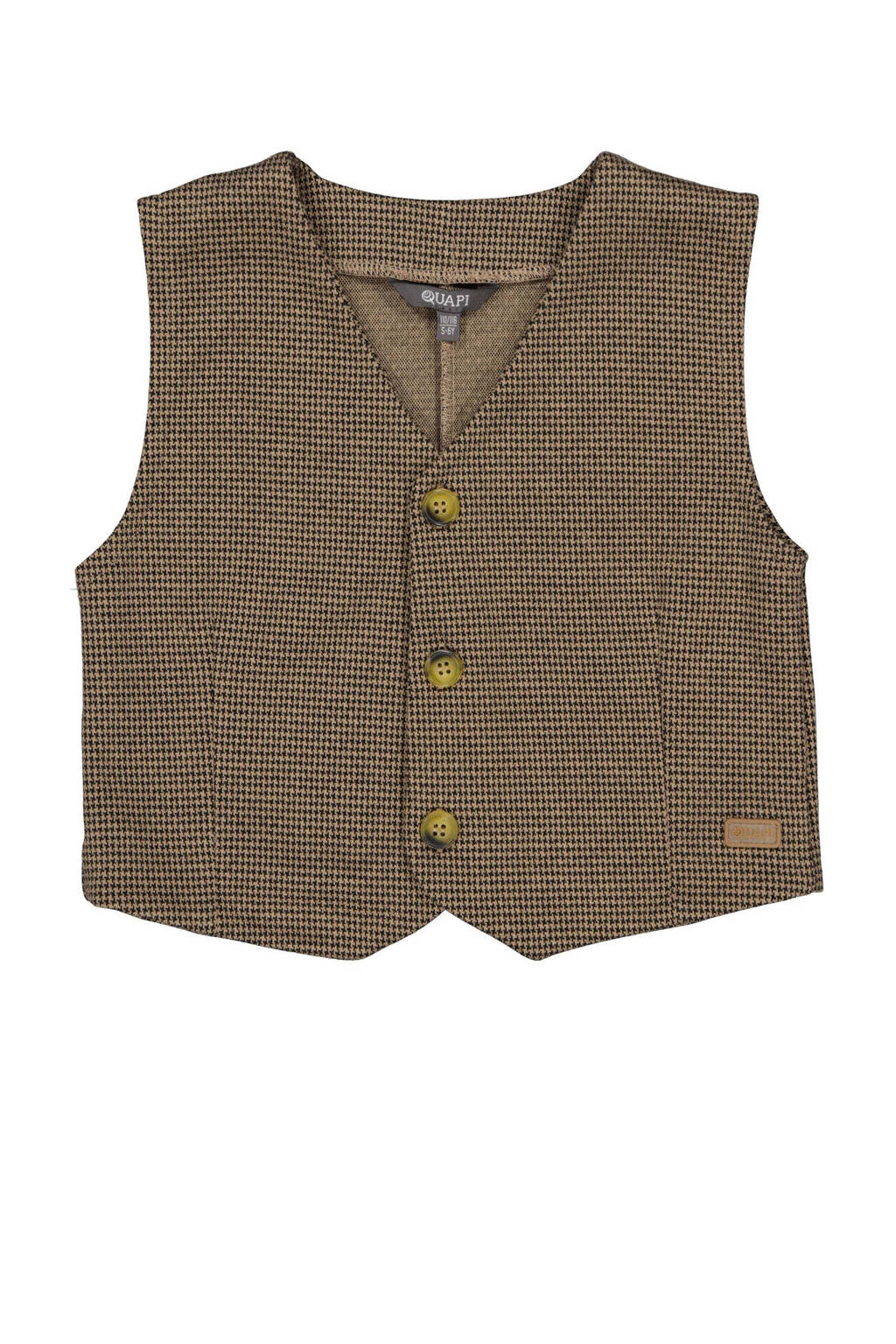 Quapi gilet DANLEY met pied-de-poule beige/zwart