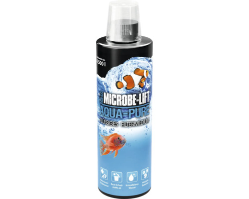 MICROBE-LIFT Aqua-Pure Waterzuiveraar Vloeibaar filtermedium voor kristalhelder water, verwijdering van verontreinigingen, neutraliseert zware metalen, verwijdert langdurig nitraat 473 ml voor zoet en zout water